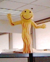 Mr. Happy Guy, our mascot at work.